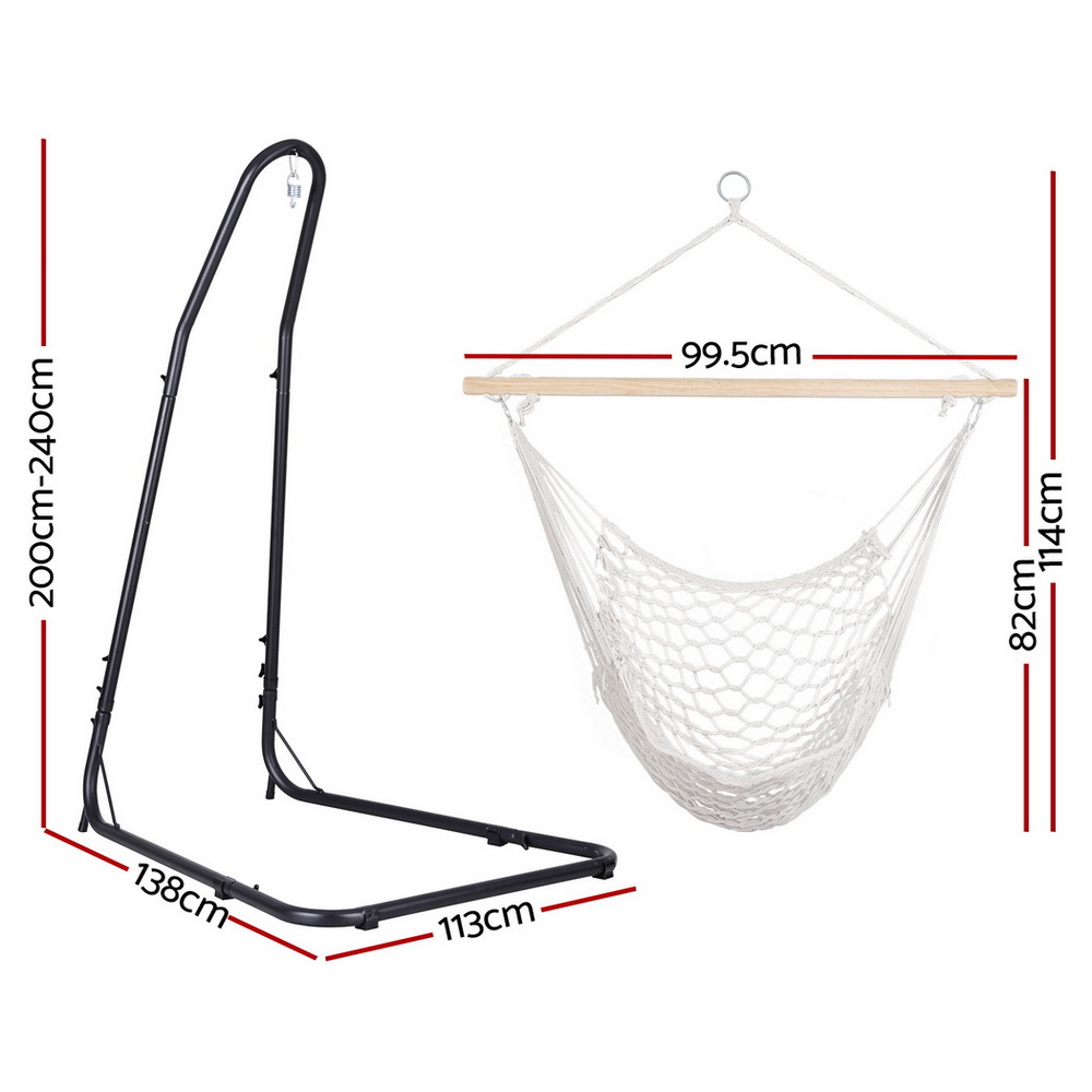 Gardeon Hammock Hanging Chair with Heavy Duty Steel Stand - Image 2