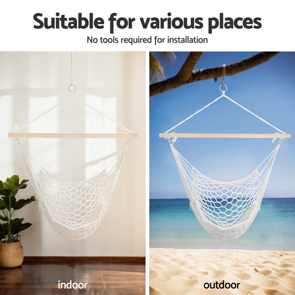 Gardeon Hammock Hanging Chair with Heavy Duty Steel Stand - Image 4