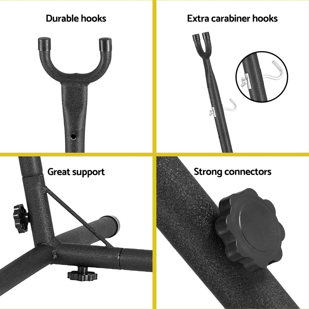 Gardeon Hammock Chair Outdoor Camping Hanging with Stand Cream - Image 6