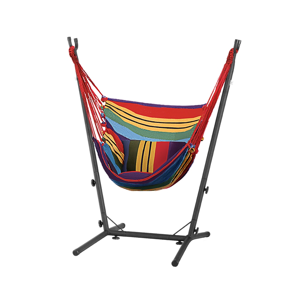 Gardeon Hammock Chair Outdoor Camping Hanging with Stand Rainbow - Image 1
