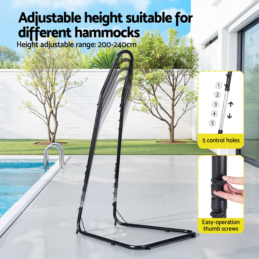 Gardeon Hammock Chair Stand Heavy Duty Steel Frame Black - Image 5