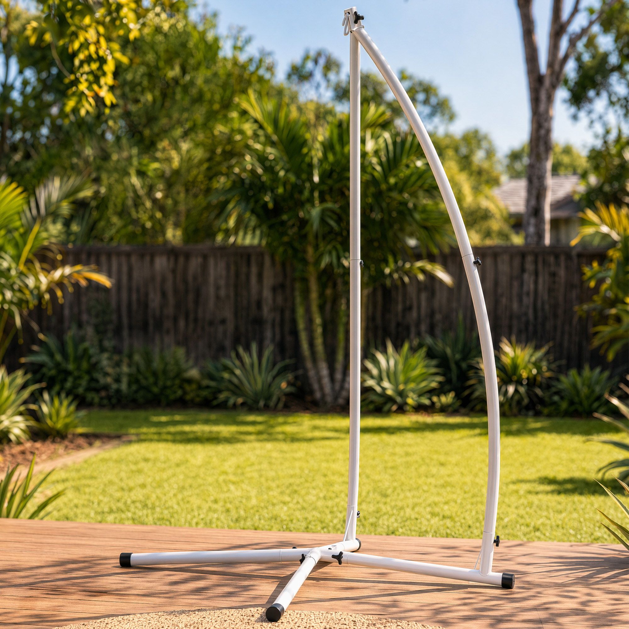 Gardeon Hammock Stand 150kg Capacity White Steel Frame for Hanging Chairs - Image 1
