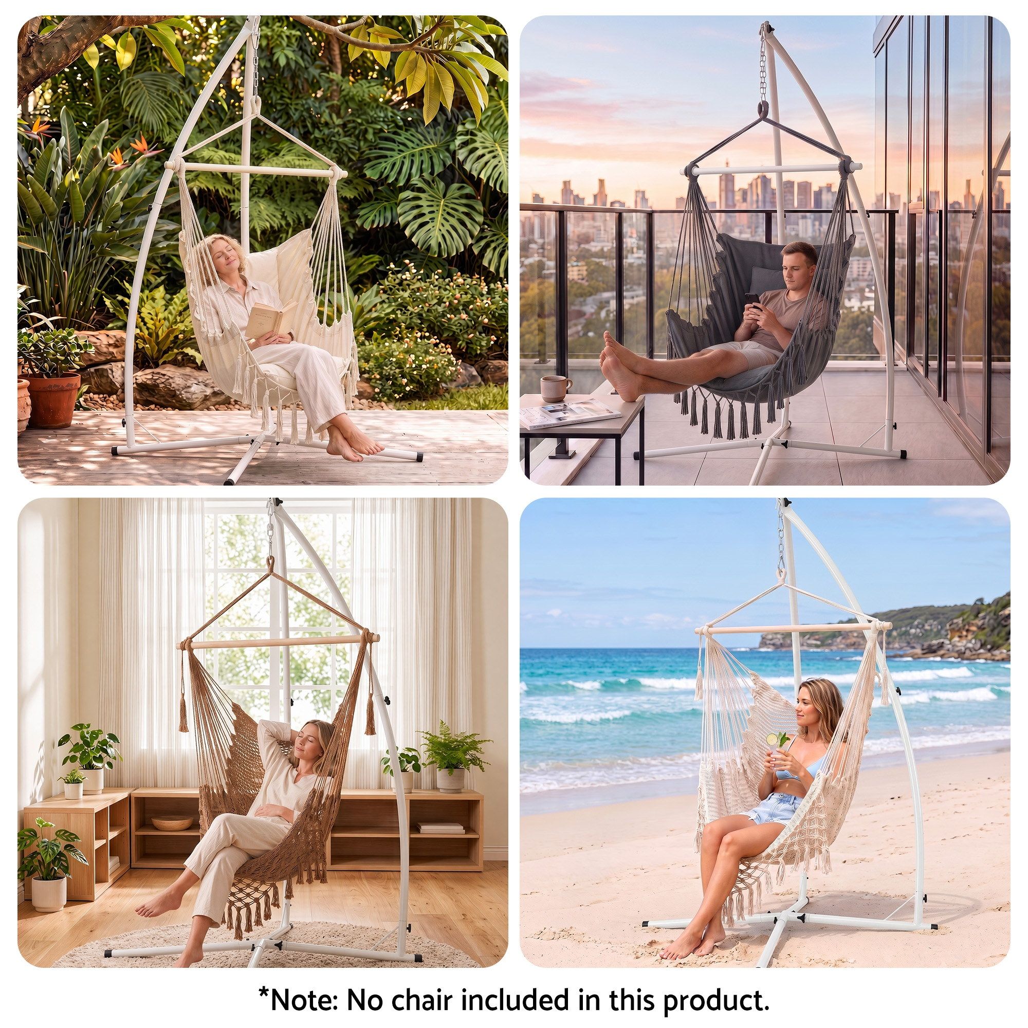 Gardeon Hammock Stand 150kg Capacity White Steel Frame for Hanging Chairs - Image 7