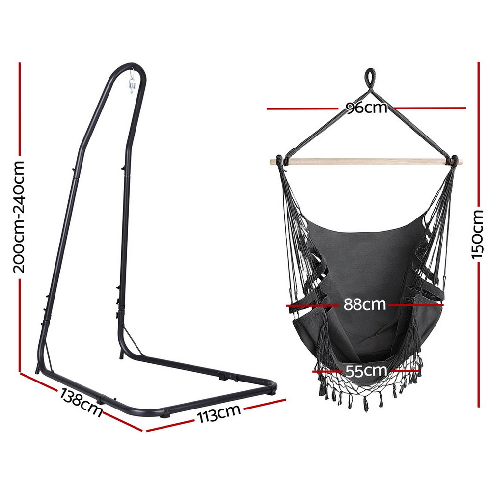 Gardeon Hammock Hanging Chair with Steel Stand - Image 2