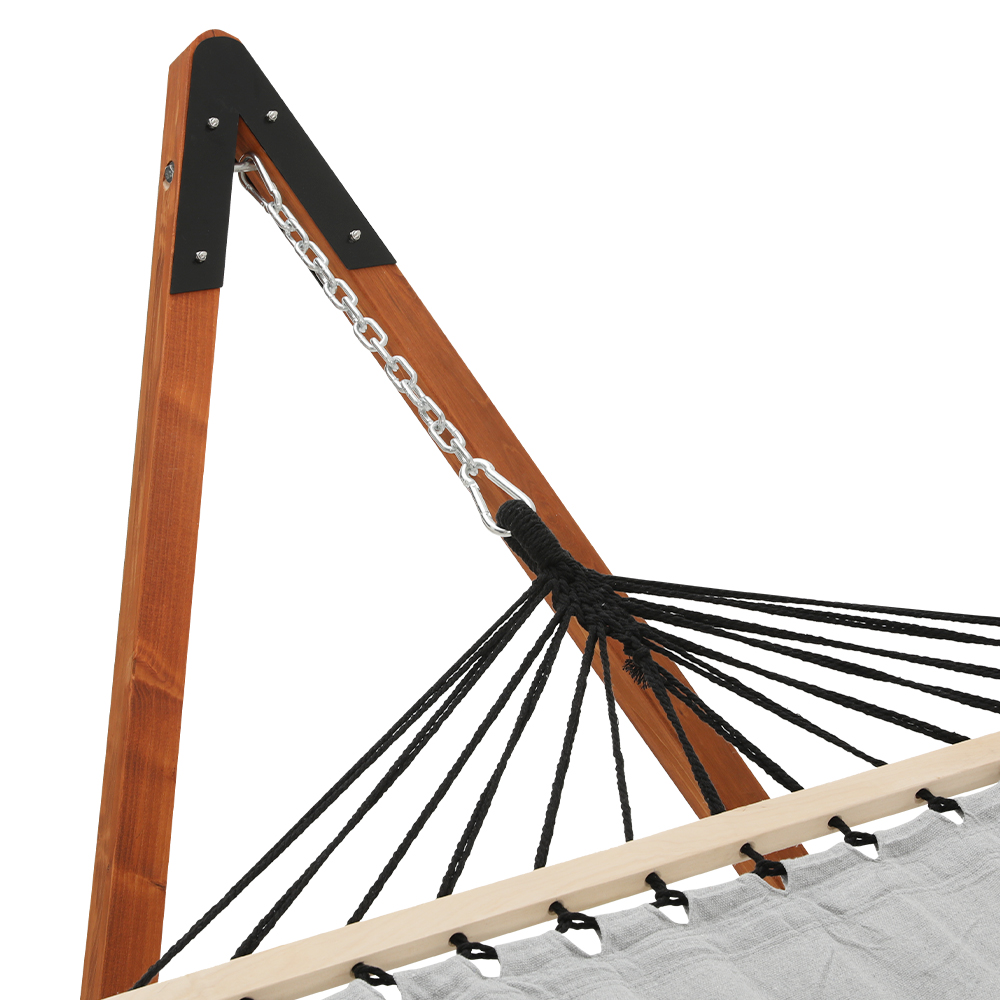 Gardeon Hammock Bed Outdoor Camping Timber Hammock with Stand Grey - Image 3