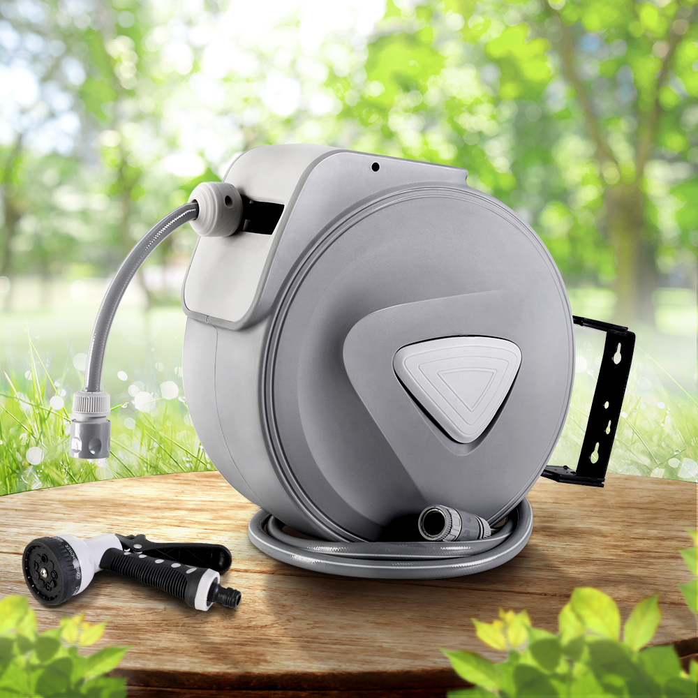 Water Hose Reel 10M Retractable Auto Rewind Garden Spray Gun - Image 8