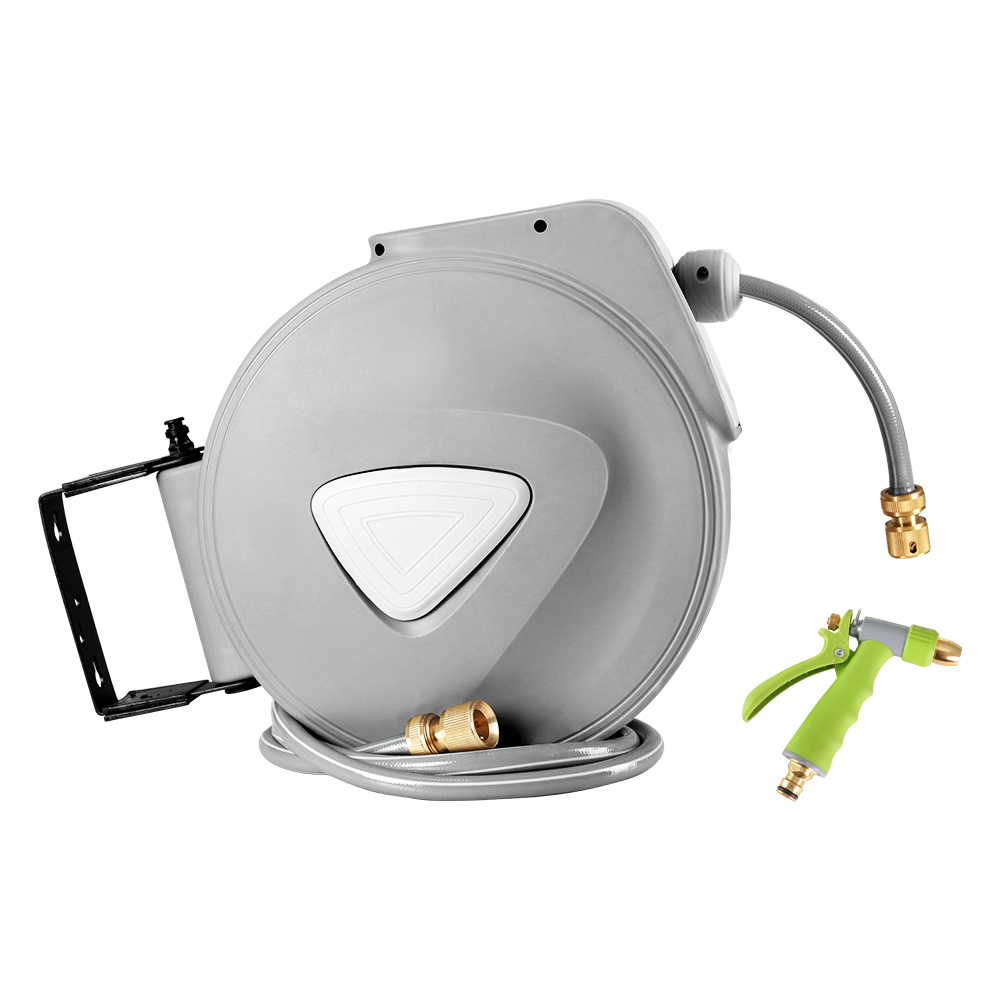 Water Hose Reel 20M Retractable Auto Rewind Garden Brass Spray Gun - Image 4