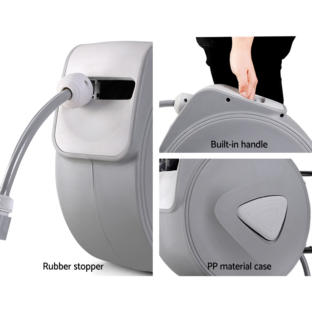 Water Hose Reel 20M Retractable Auto Rewind Spray Gun Garden - Image 6