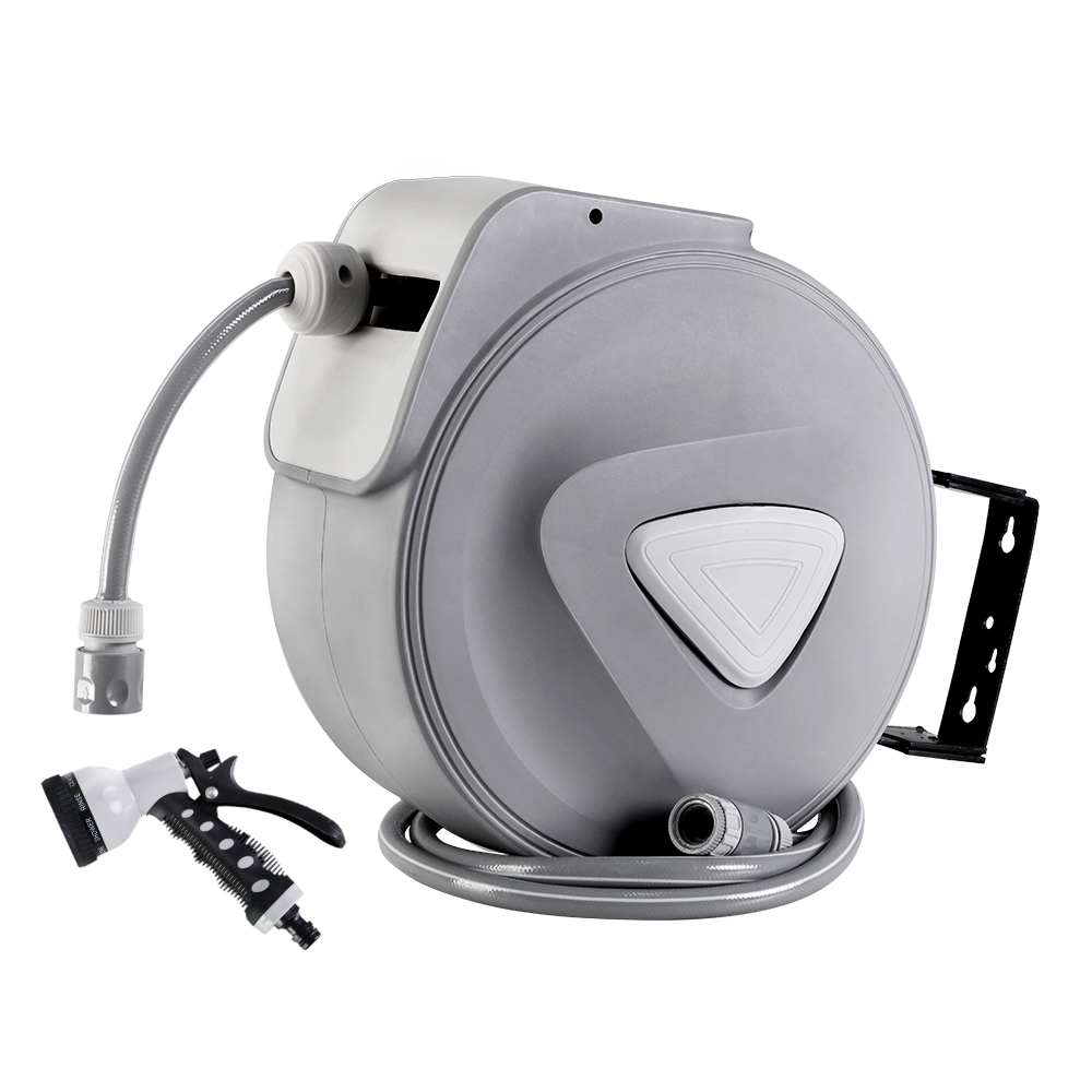 Water Hose Reel 30M Retractable Garden Auto Rewind Spray Gun - Image 1