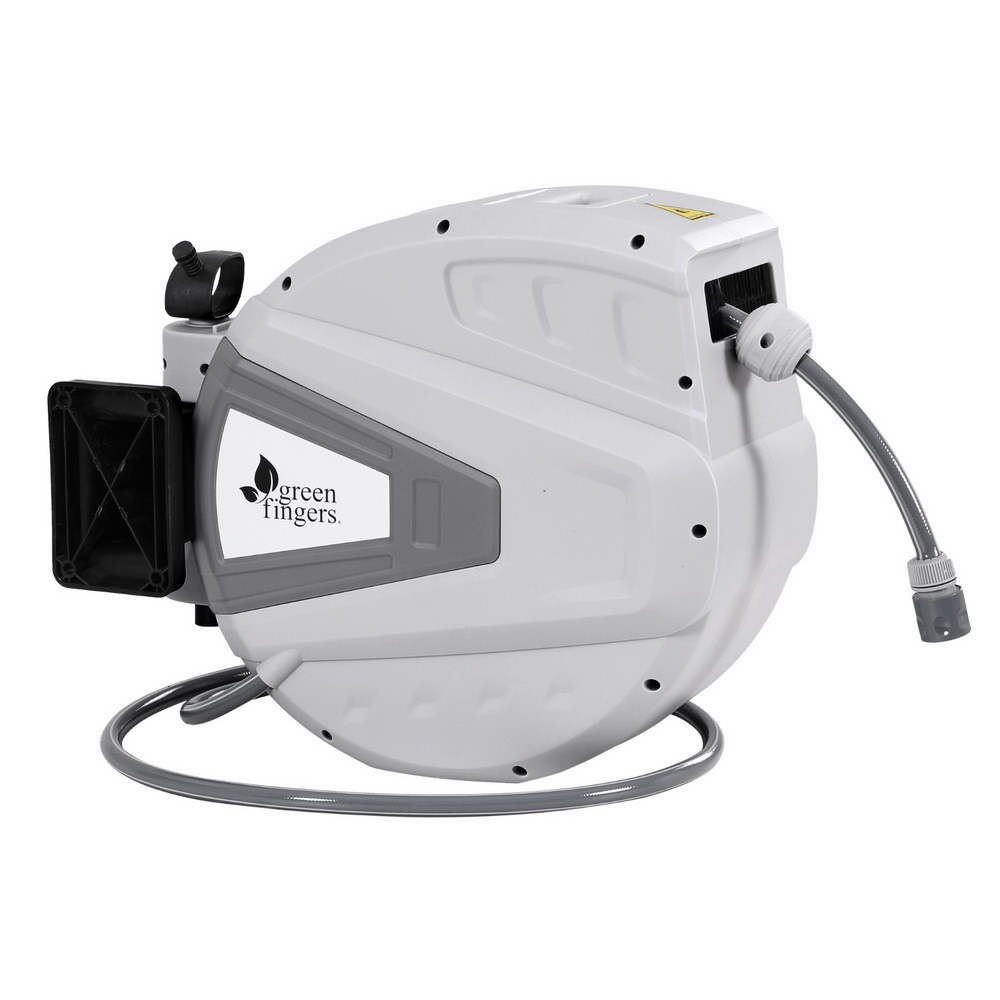 Green Fingers 30M Water Hose Reel Retractable Auto Rewind Wall Mount Garden Spray Gun - Image 3
