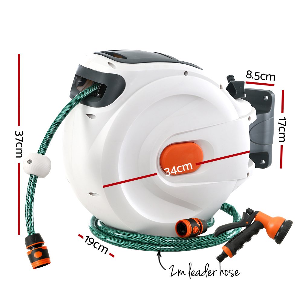Greenfingers Water Hose Reel 20M Retractable Garden Spray Gun Auto Rewind - Image 2