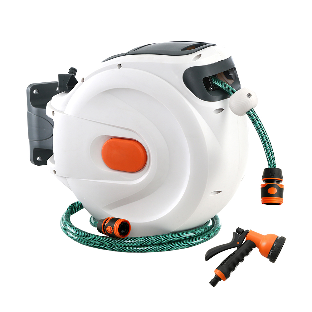 Greenfingers Retractable Hose Reel 30M Garden Water Spray Gun Auto Rewind - Image 1