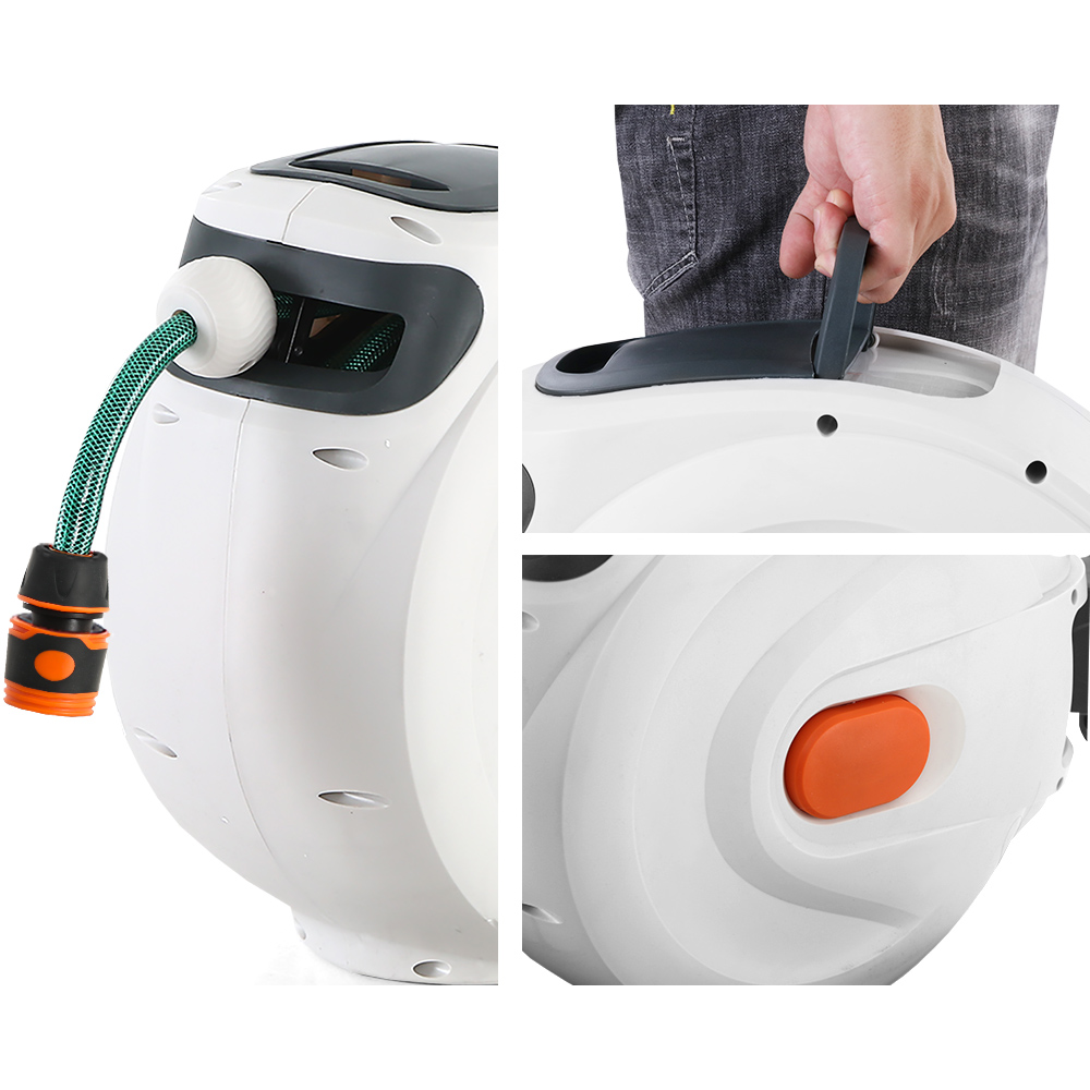 Greenfingers Retractable Hose Reel 30M Garden Water Spray Gun Auto Rewind - Image 3