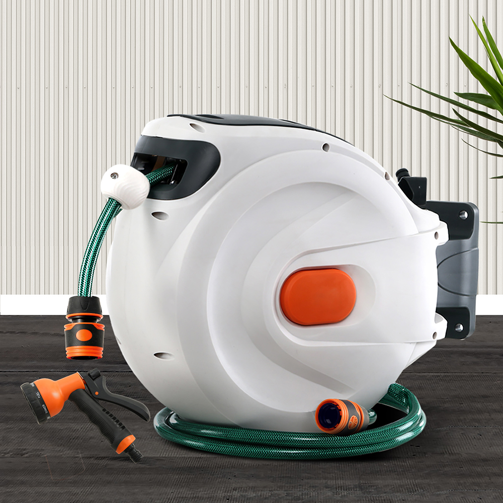 Greenfingers Retractable Hose Reel 30M Garden Water Spray Gun Auto Rewind - Image 7