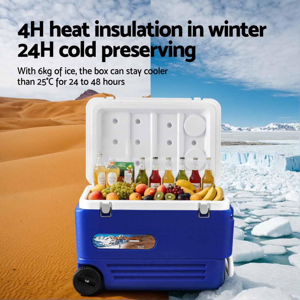 Glacio 60L Portable Ice Cooler Box With Wheels Camping Fridge - Image 6