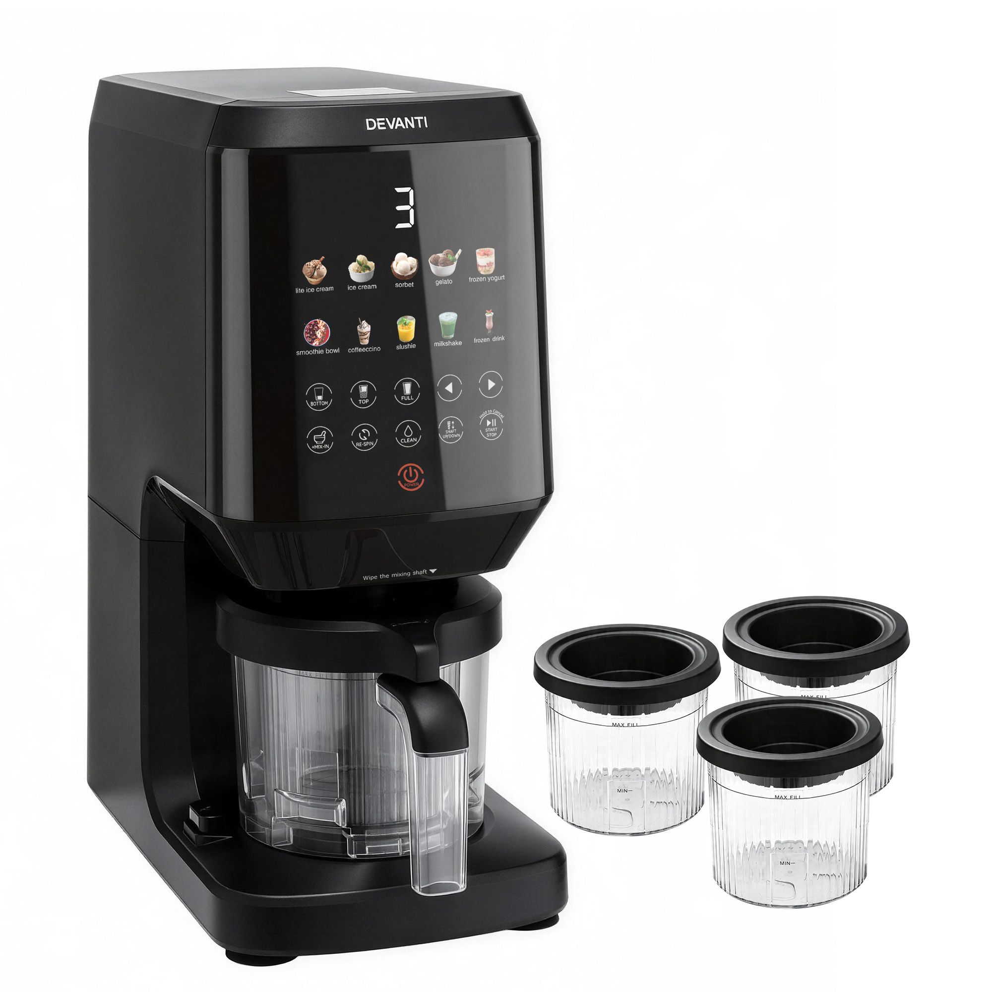 Devanti 10-in-1 Ice Cream Maker Machine Homemade Gelato Sorbet Smart Portion Control Custom Mix-Ins - Image 1
