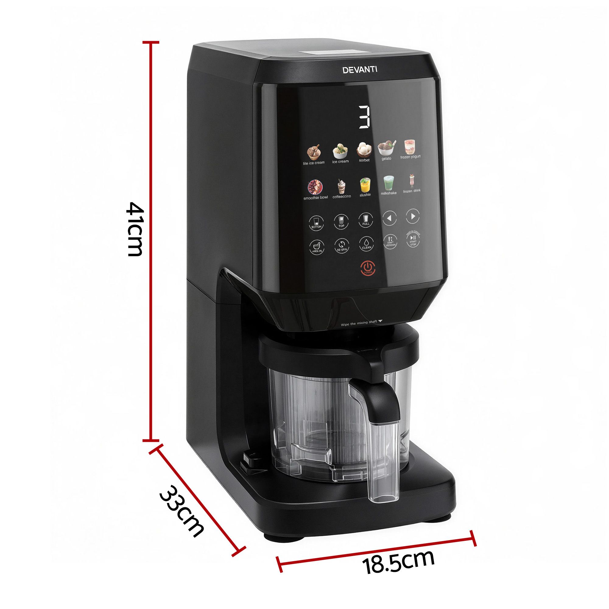 Devanti 10-in-1 Ice Cream Maker Machine Homemade Gelato Sorbet Smart Portion Control Custom Mix-Ins - Image 2