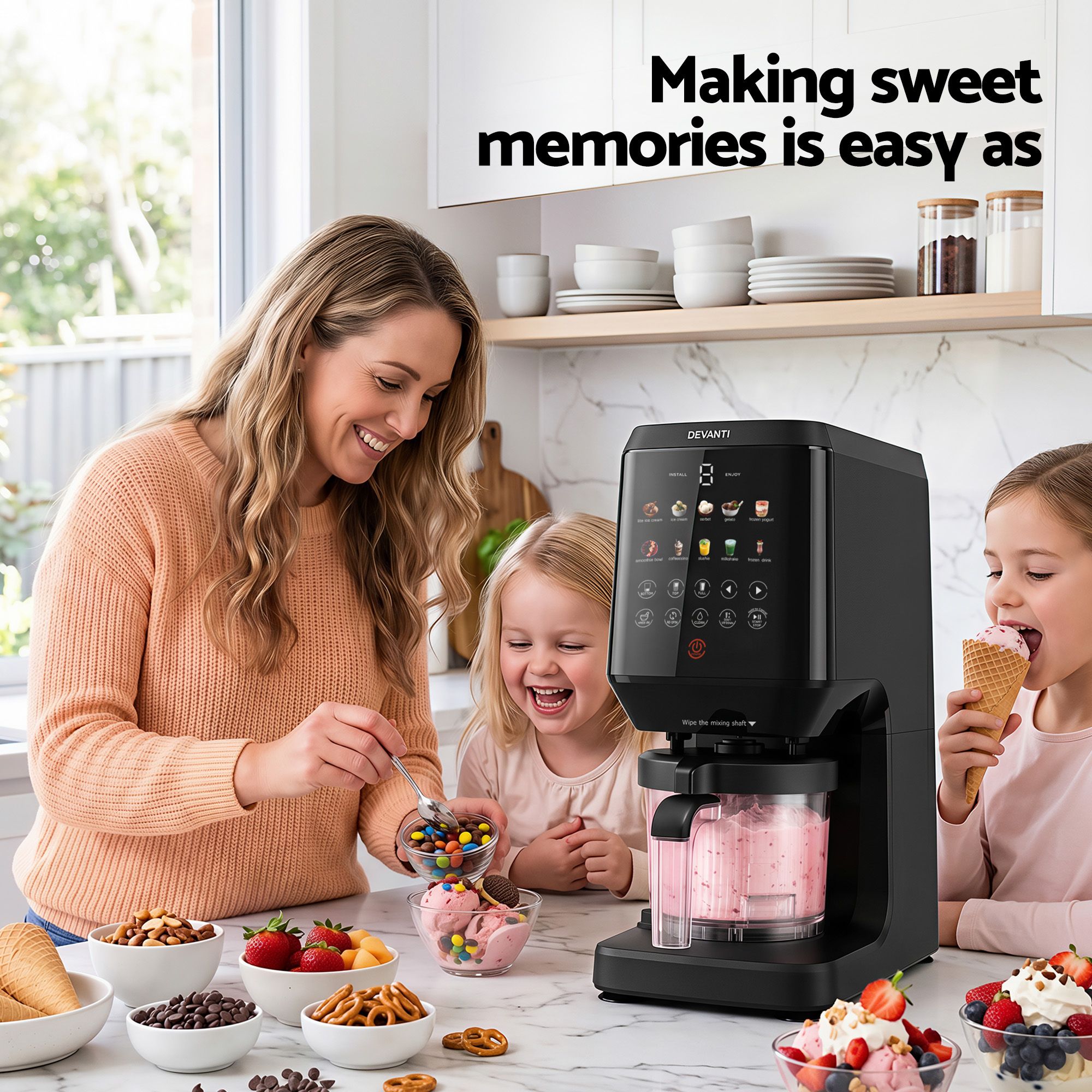 Devanti 10-in-1 Ice Cream Maker Machine Homemade Gelato Sorbet Smart Portion Control Custom Mix-Ins - Image 8