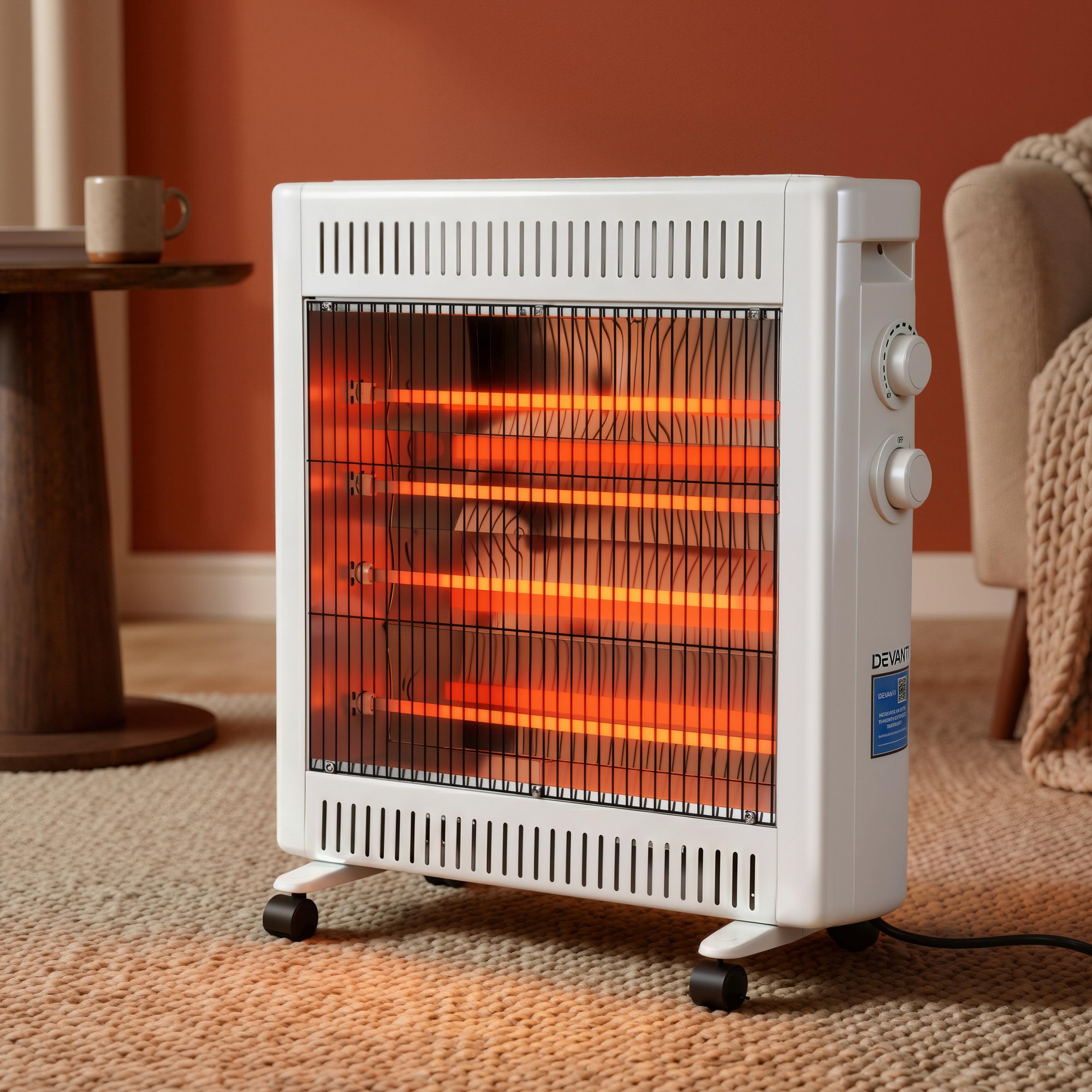 Devanti 2200W Infrared Radiant Heater Portable Electric Space Heating White - Image 1