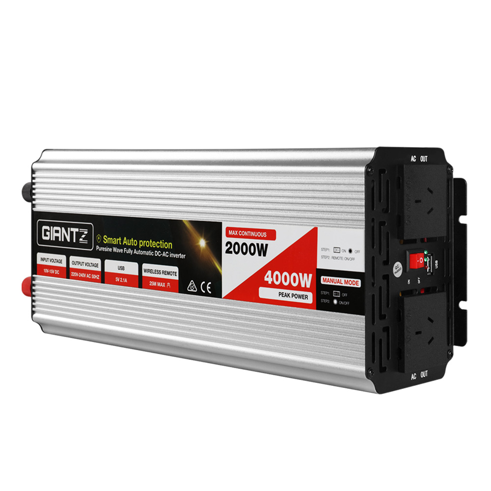 Giantz Power Inverter 2000W or 4000W Pure Sine Wave 12V-240V Camping Boat Caravan - Image 1