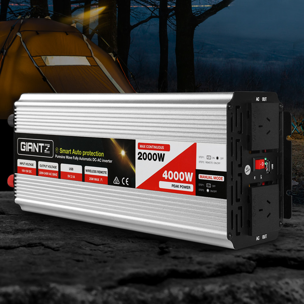 Giantz Power Inverter 2000W or 4000W Pure Sine Wave 12V-240V Camping Boat Caravan - Image 8