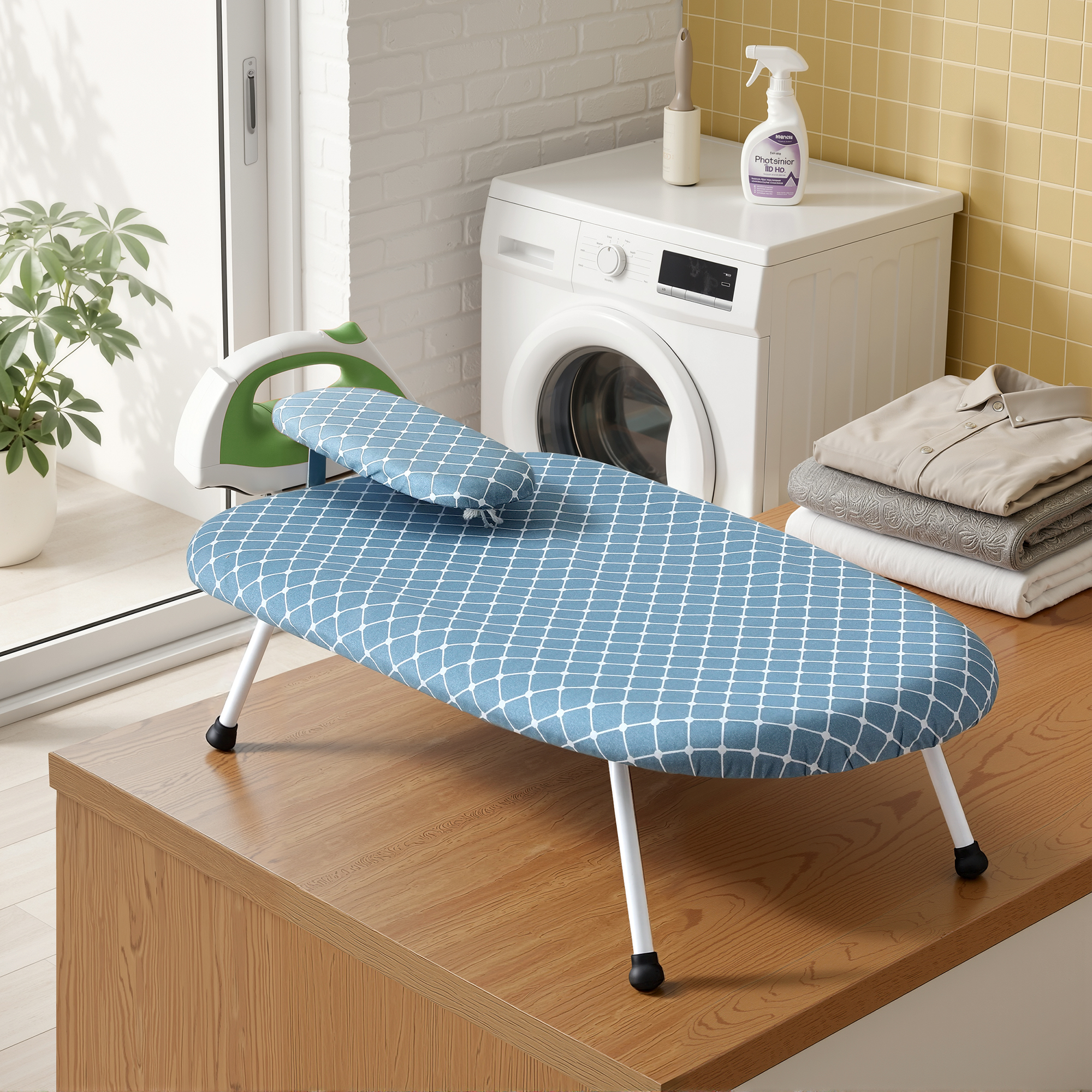 Artiss Tabletop Ironing Board with Small Ironing Boards with Folding Legs Blue - Image 1