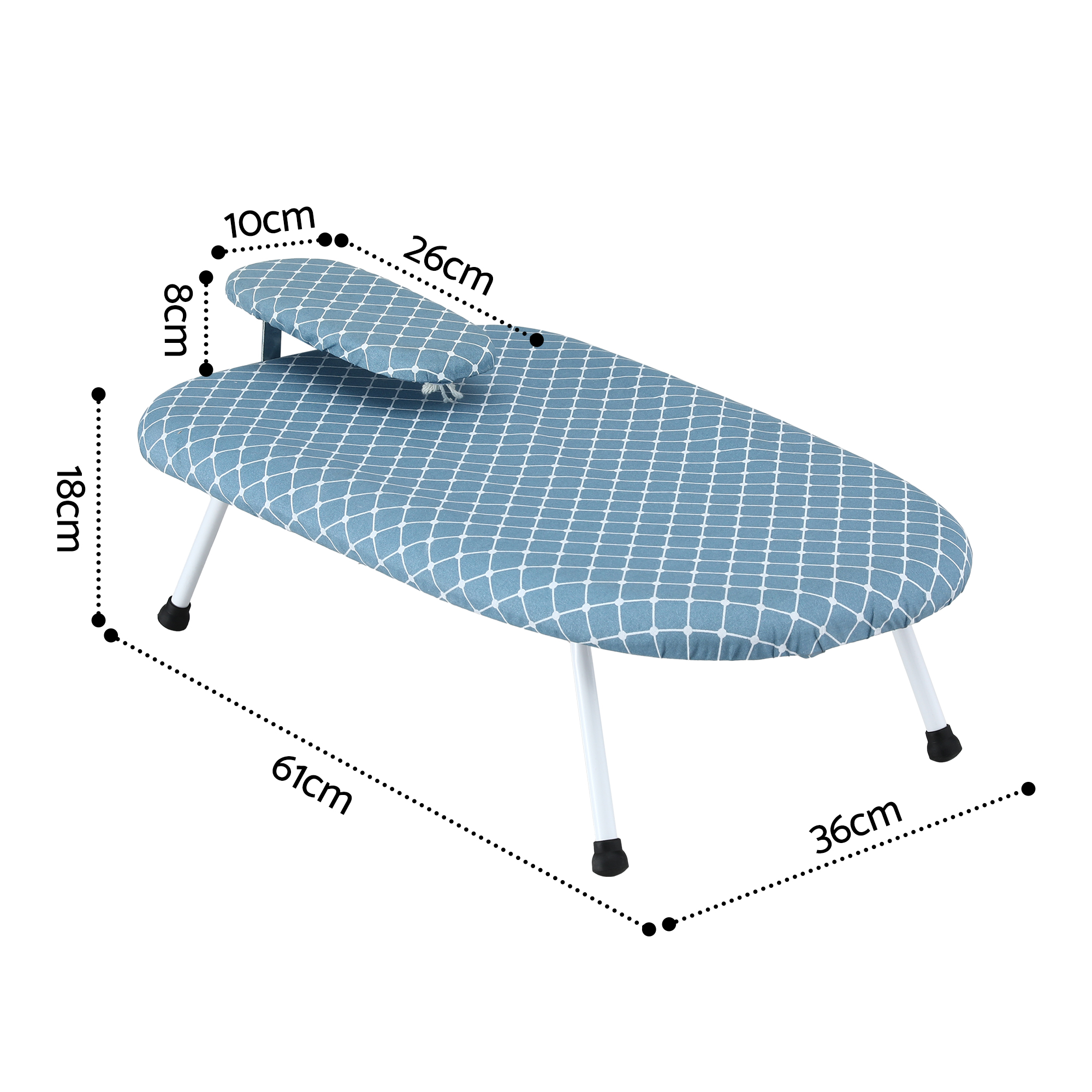 Artiss Tabletop Ironing Board with Small Ironing Boards with Folding Legs Blue - Image 2