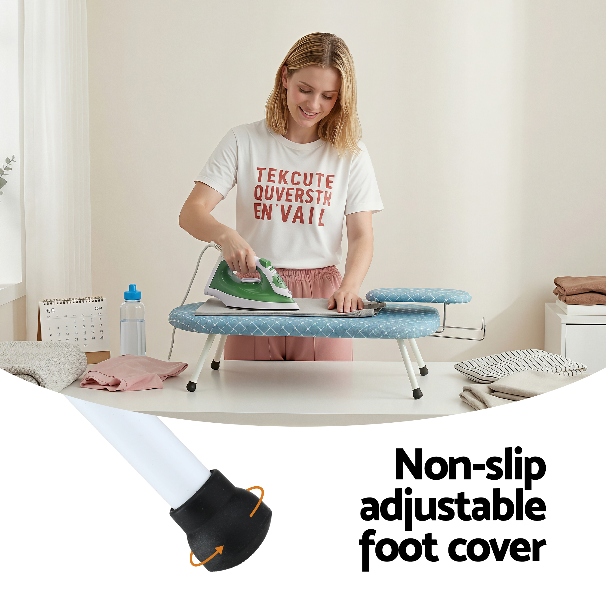 Artiss Tabletop Ironing Board with Small Ironing Boards with Folding Legs Blue - Image 4