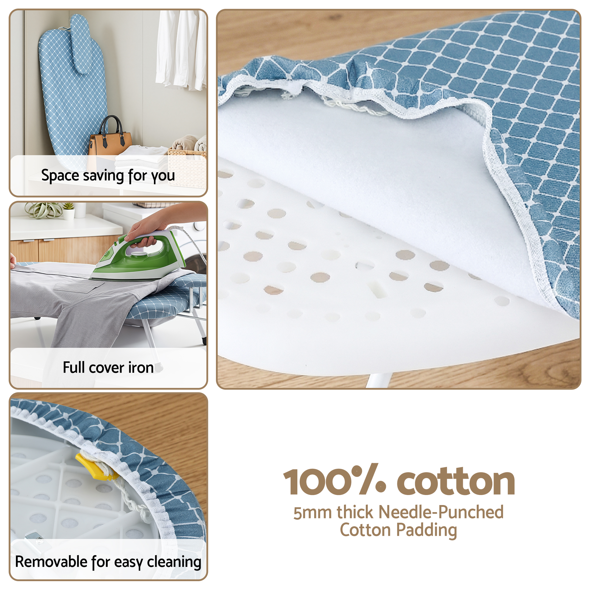 Artiss Tabletop Ironing Board with Small Ironing Boards with Folding Legs Blue - Image 5