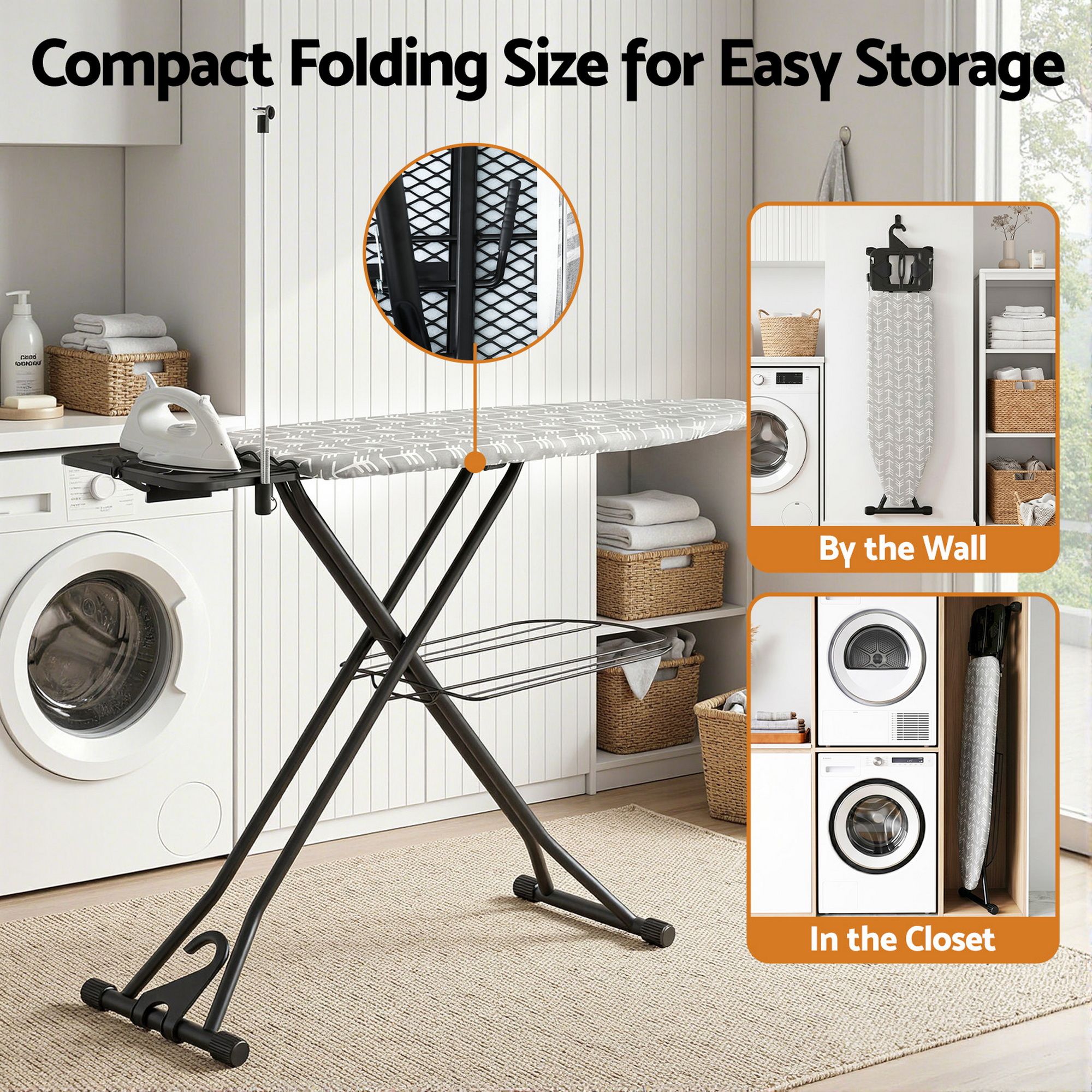 Artiss Foldable Ironing Board with Iron Rest Ironing Board for Laundry Room Arrow - Image 5