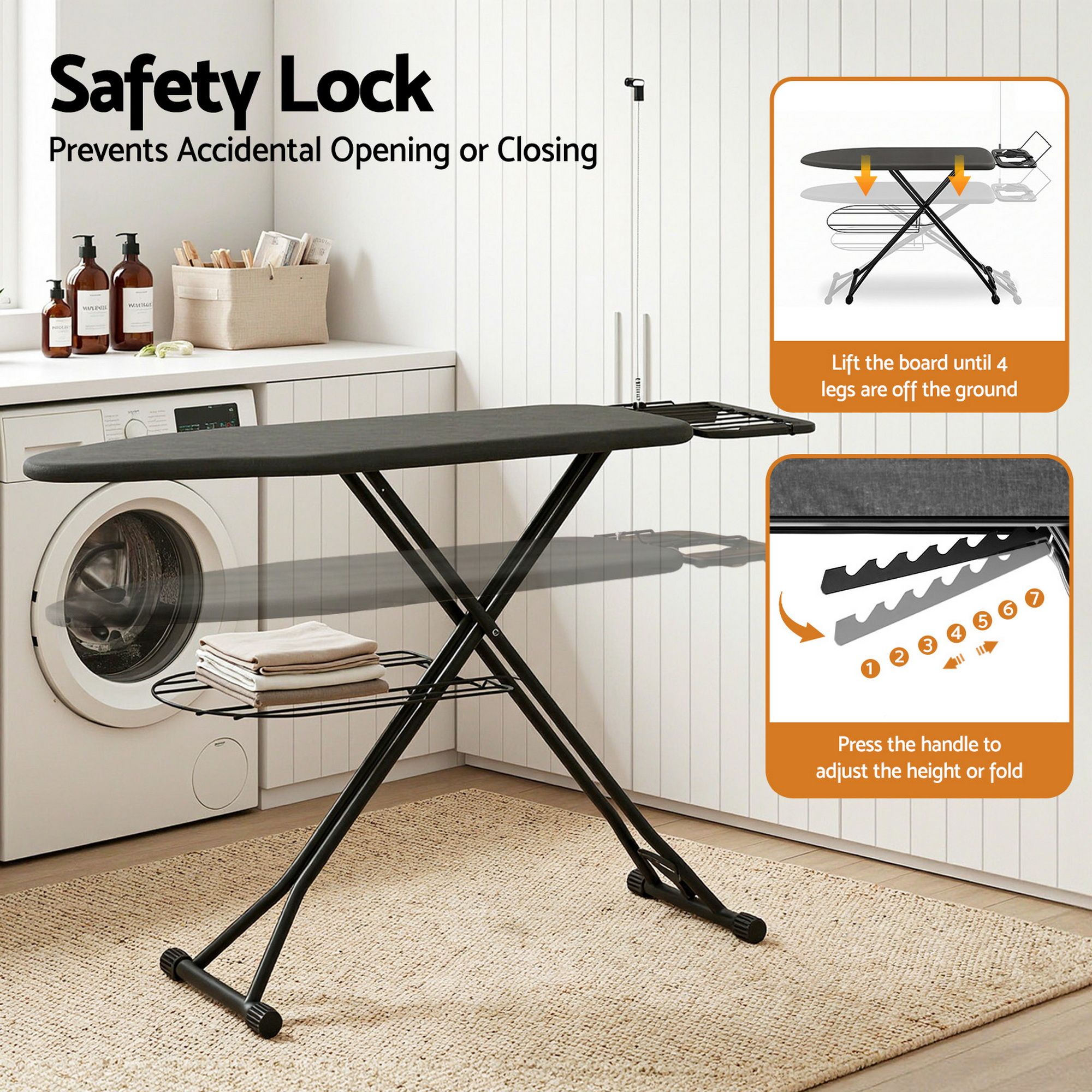 Artiss Foldable Ironing Board with Iron Rest Ironing Board for Laundry Room - Image 5