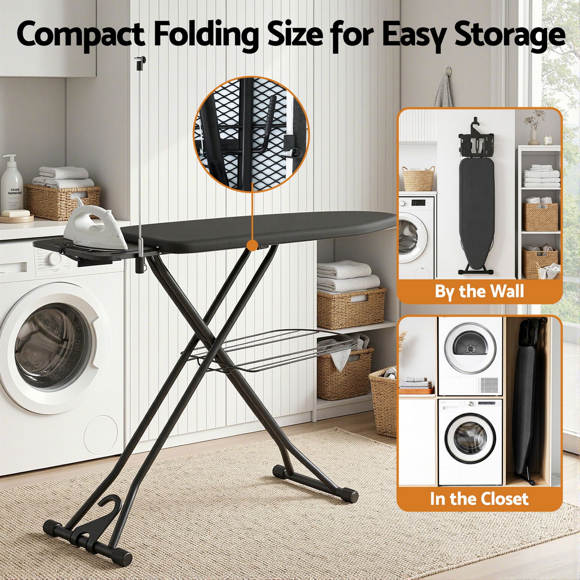 Artiss Foldable Ironing Board with Iron Rest Ironing Board for Laundry Room - Image 6