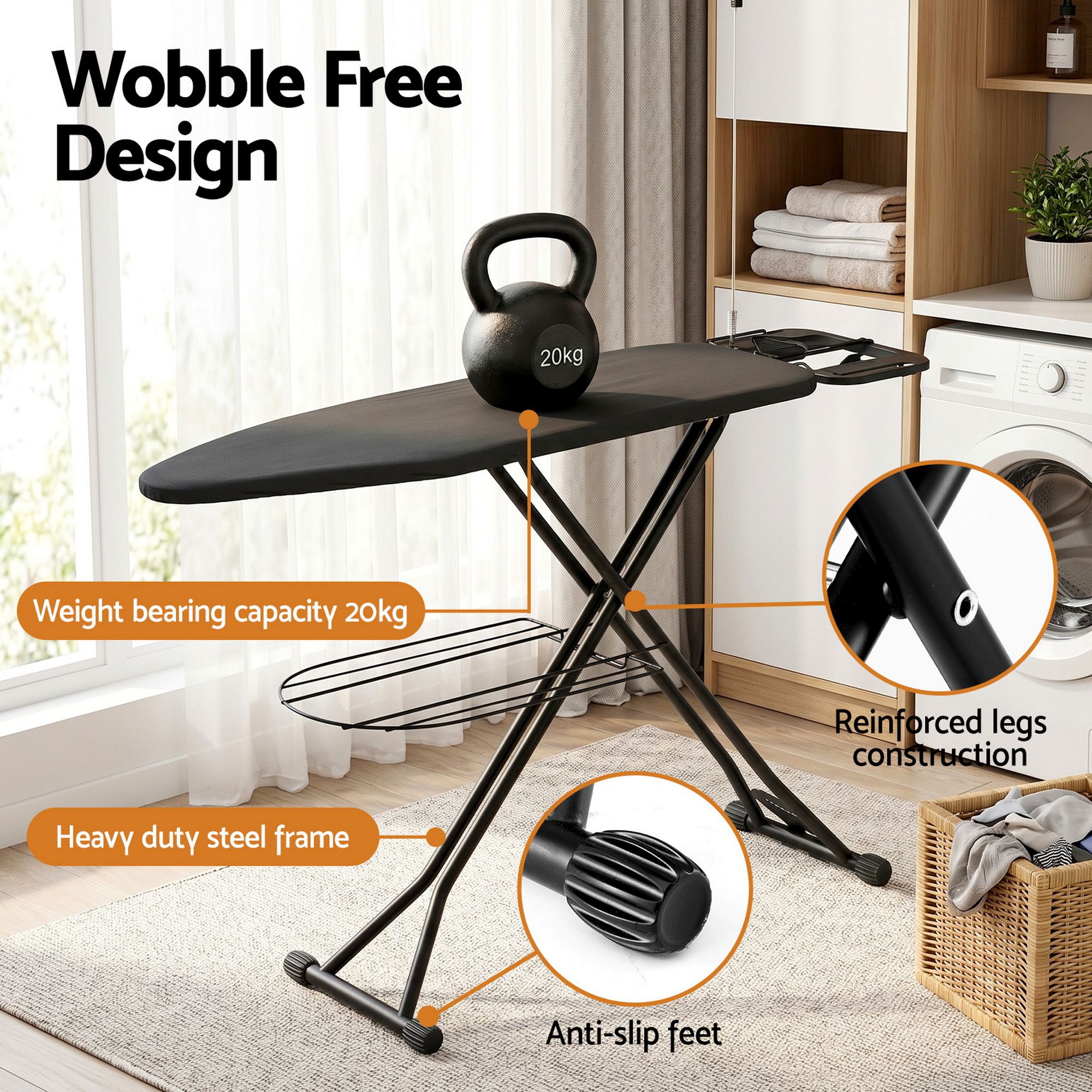Artiss Foldable Ironing Board with Iron Rest Ironing Board for Laundry Room - Image 7