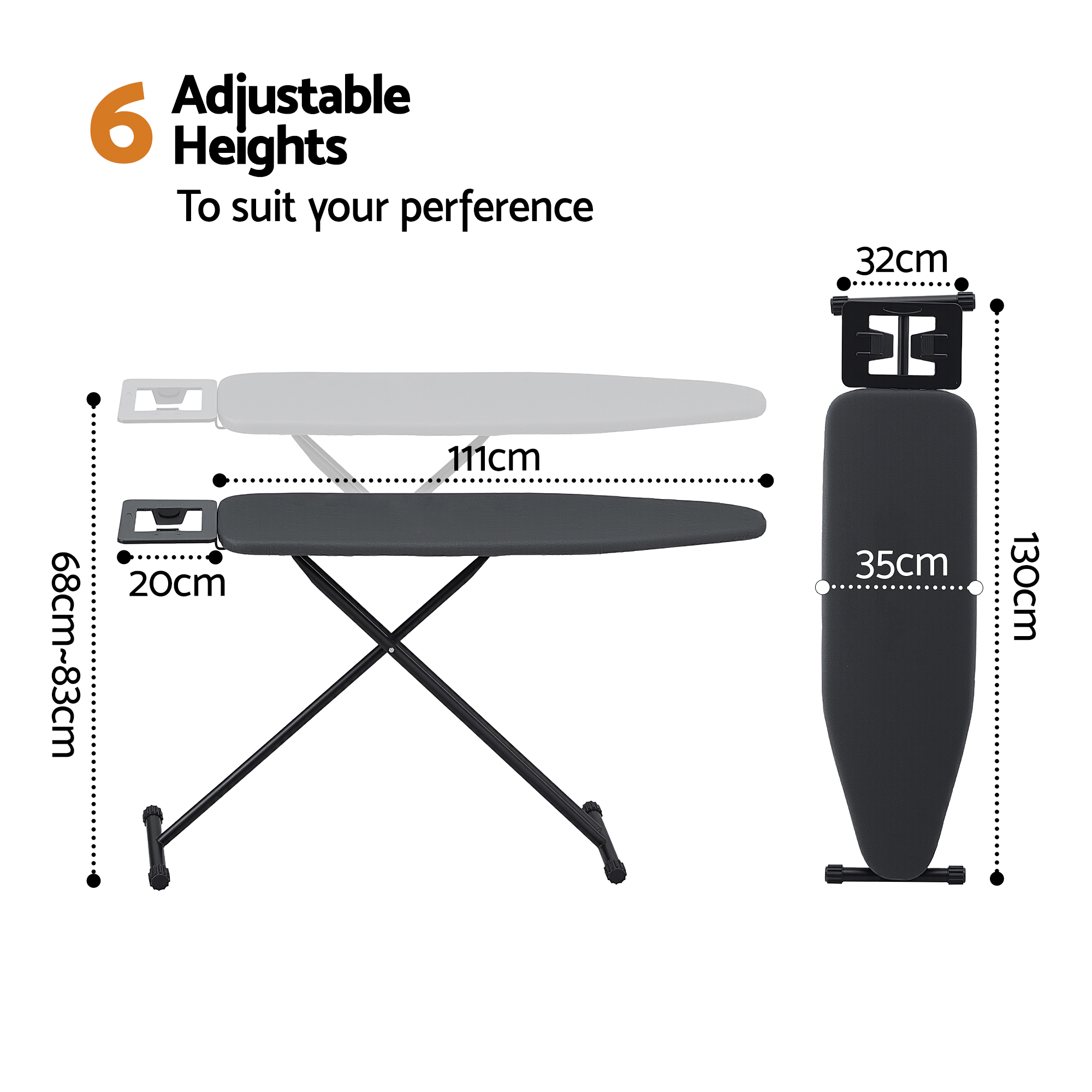 Artiss Ironing Board with Iron Rest with 3 Layers Extra Thick Cover Easy Storage - Image 2