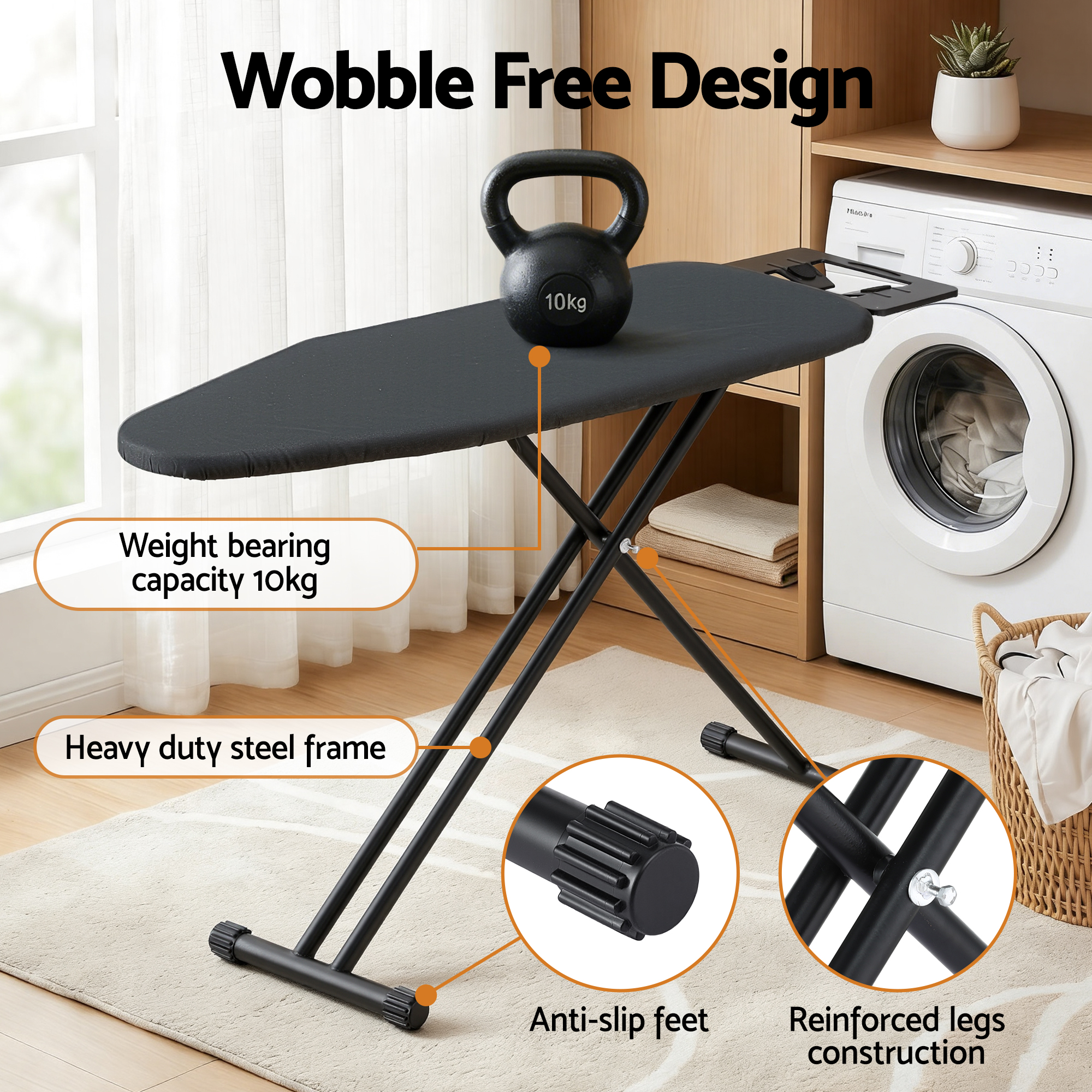 Artiss Ironing Board with Iron Rest with 3 Layers Extra Thick Cover Easy Storage - Image 6