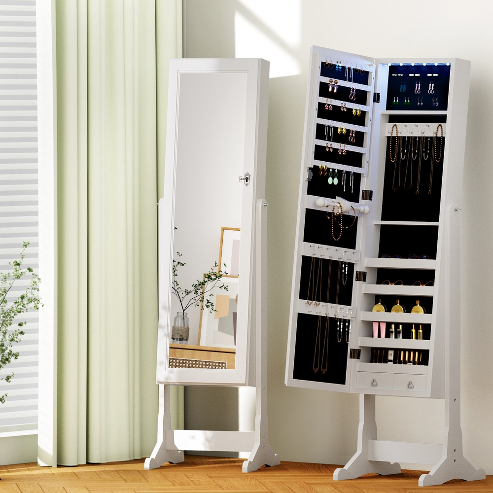 Artiss Jewellery Cabinet Mirror Free Standing - Image 1