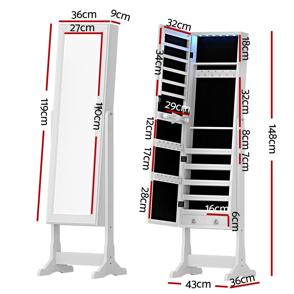 Artiss Jewellery Cabinet Mirror Free Standing - Image 4