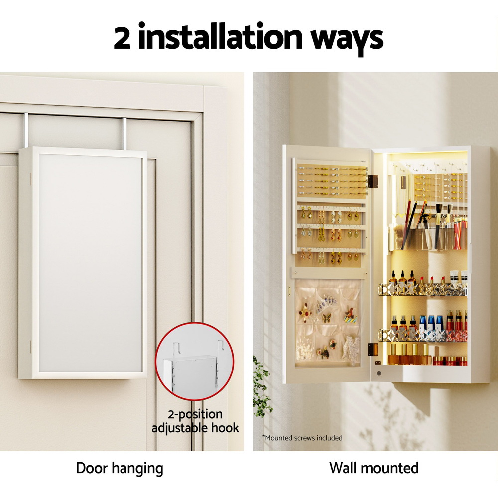 Artiss Jewellery Cabinet Mirror Door Wall Mount - Image 4