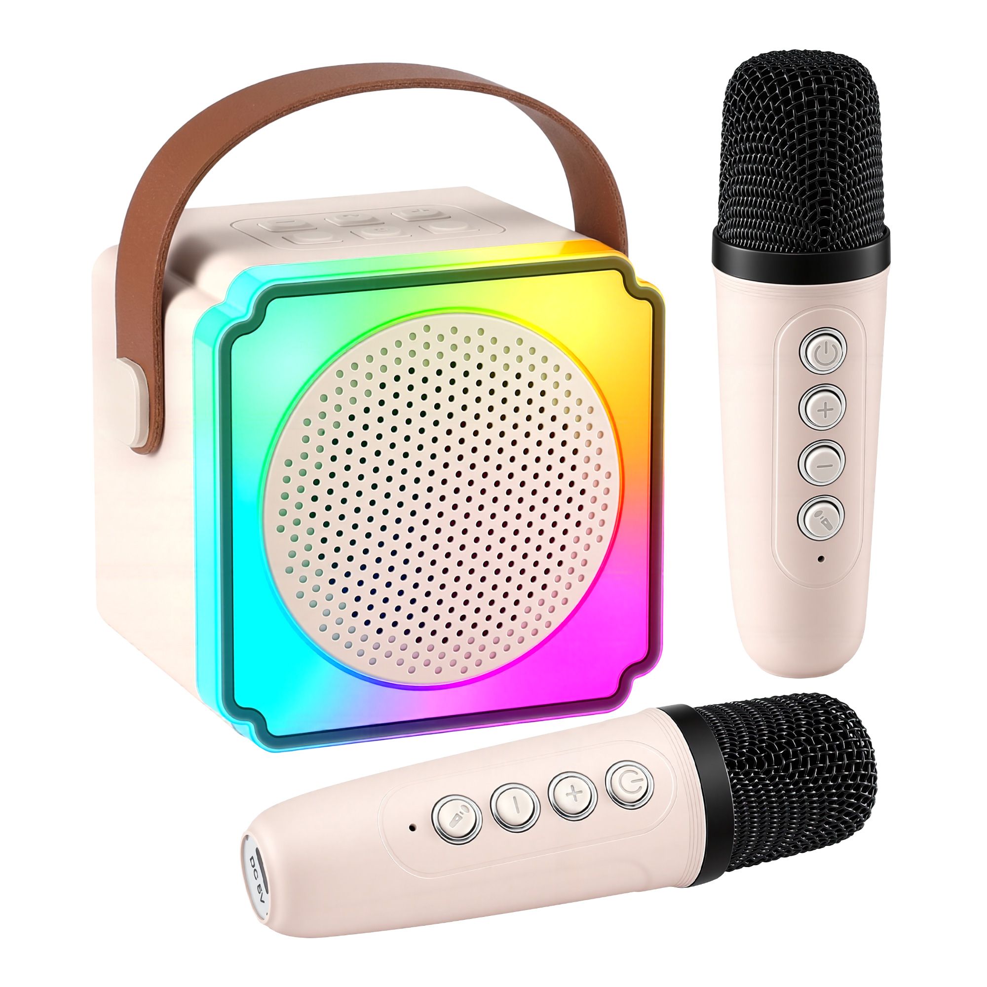 Alpha Mini Portable Karaoke Machine for Adults Kids with 2 Wireless Microphones - Image 1