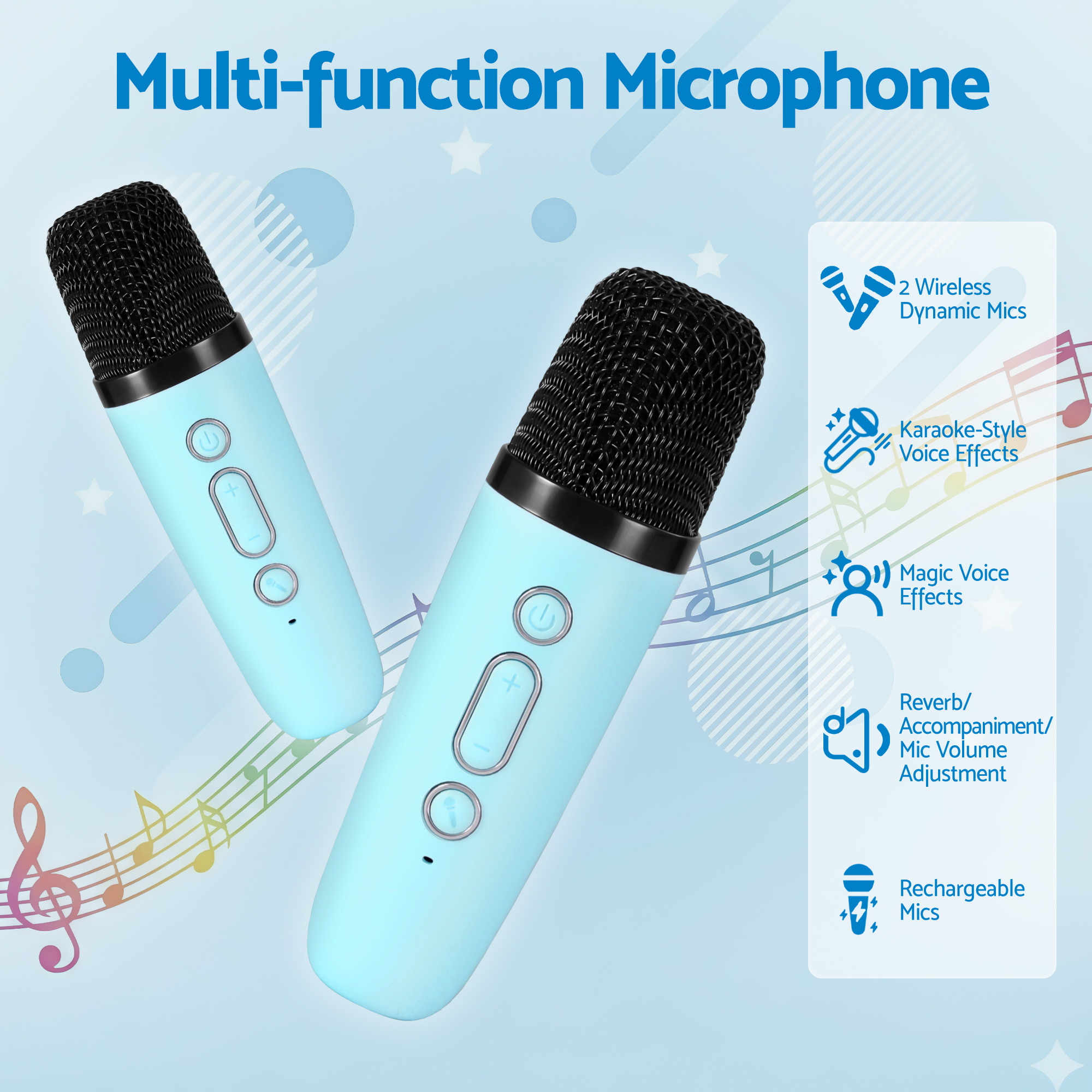 Alpha Mini Portable Karaoke Machine for Adults Kids with 2 Wireless Microphones - Image 5
