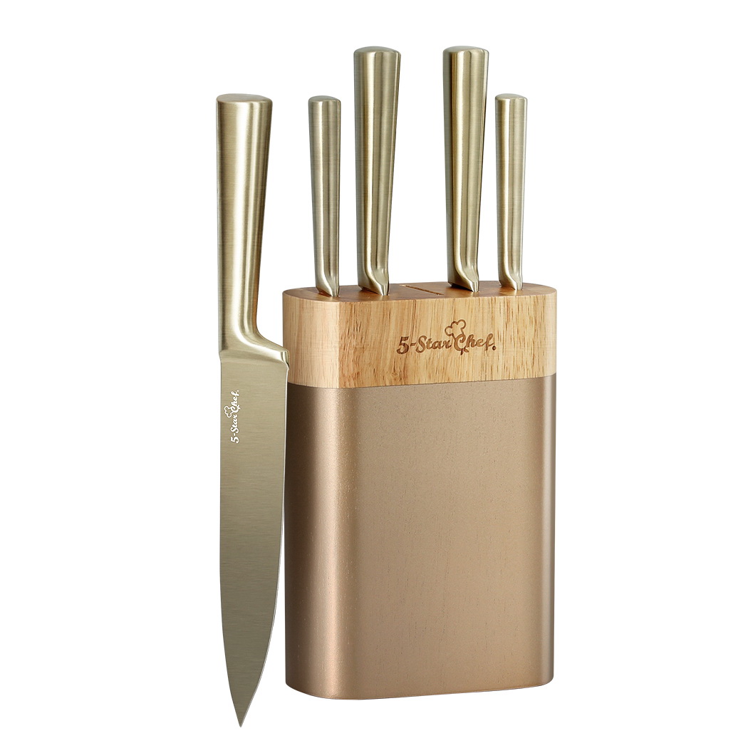 5-Star Chef 6PCS Kitchen Knife Set Stainless Steel Nonstick Block Chef Sharp - Image 1
