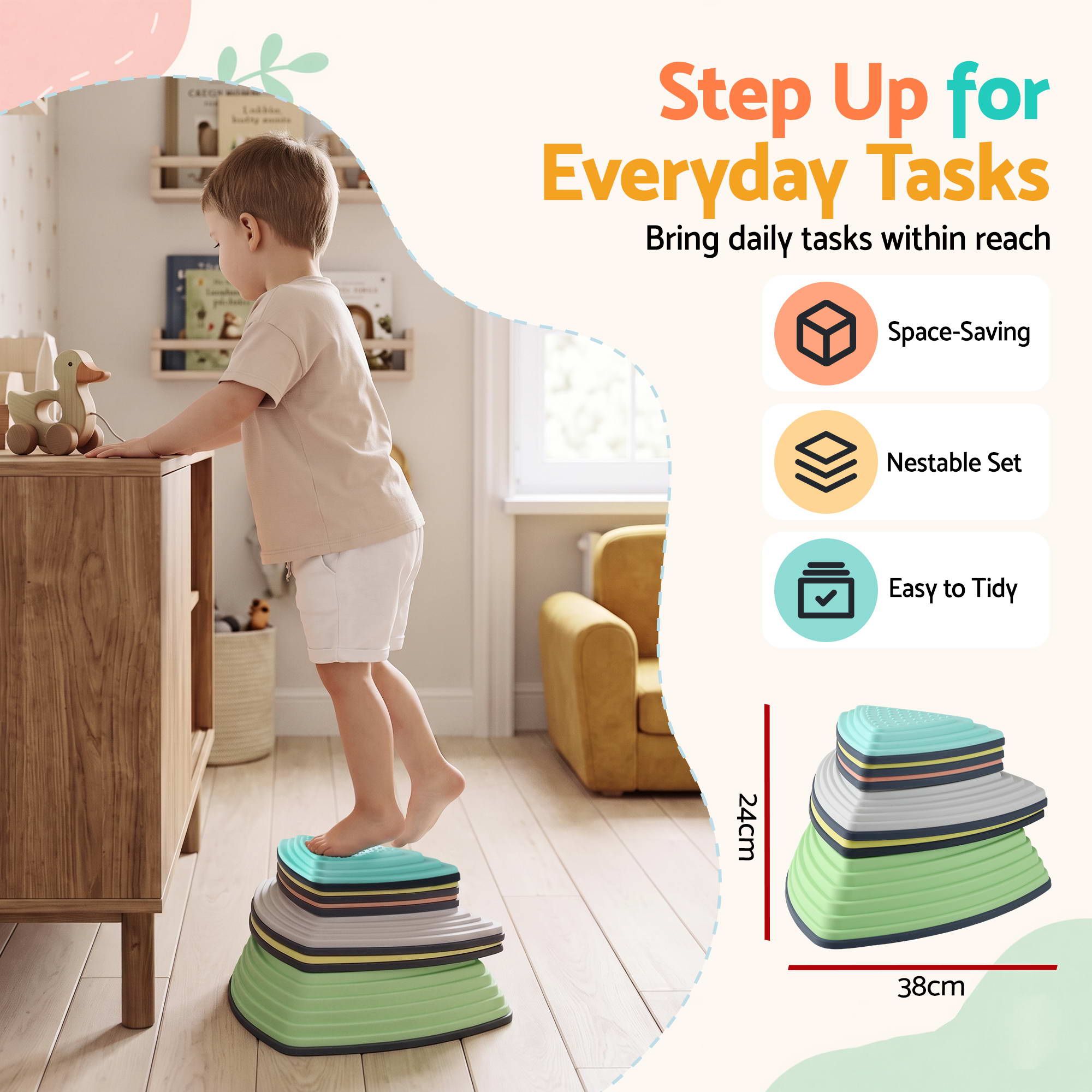 Keezi Kids Stepping Stones 6PCS Balance Stones Indoor Outdoor Toy - Image 8