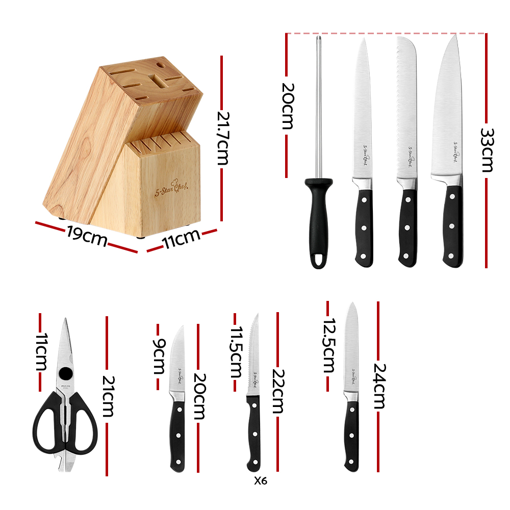 5-Star Chef 14PCS Kitchen Knife Set Stainless Steel Non-stick with Sharpener - Image 2