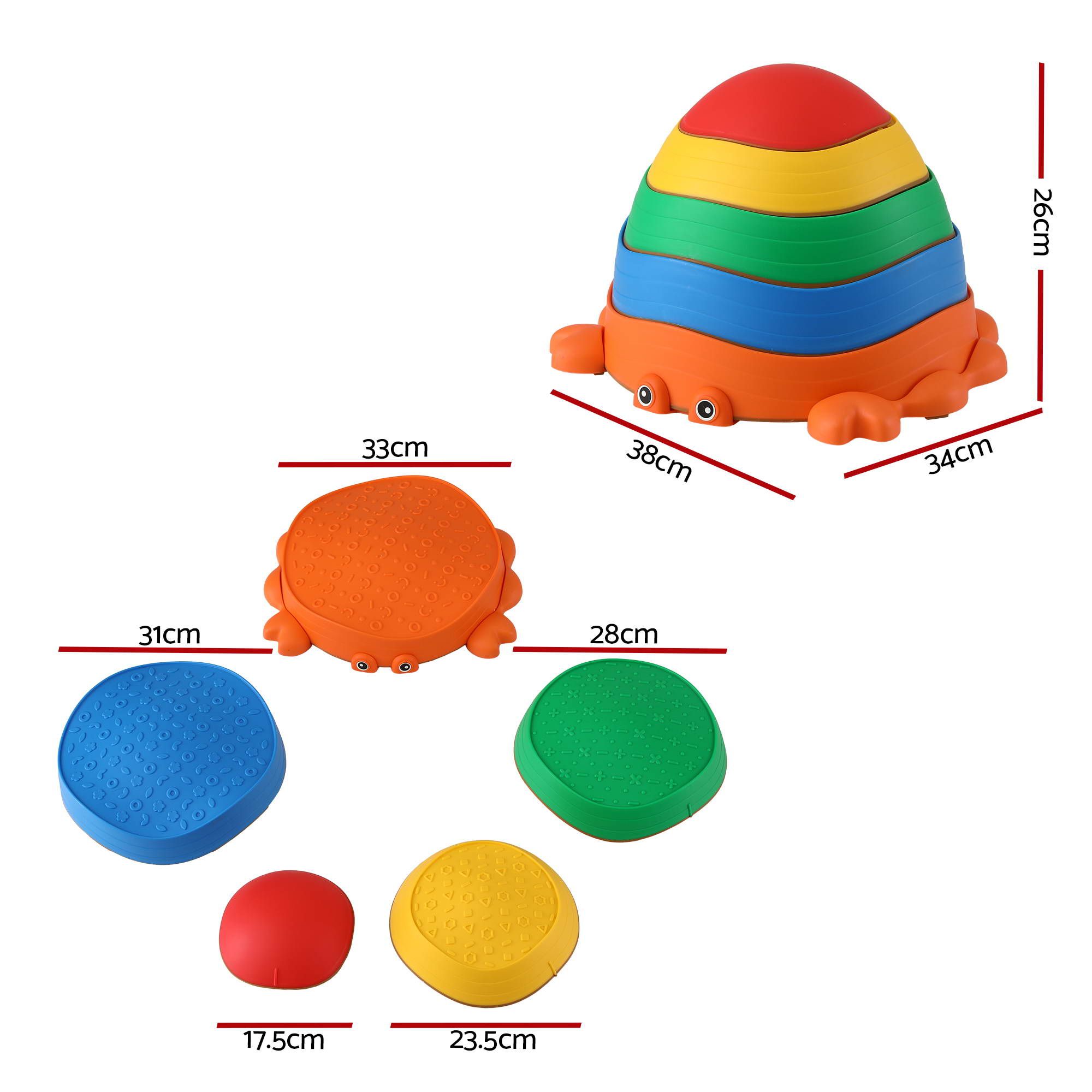 Keezi Kids Stepping Stones Balance Stone Set Crab Indoor Outdoor 5PCS - Image 2