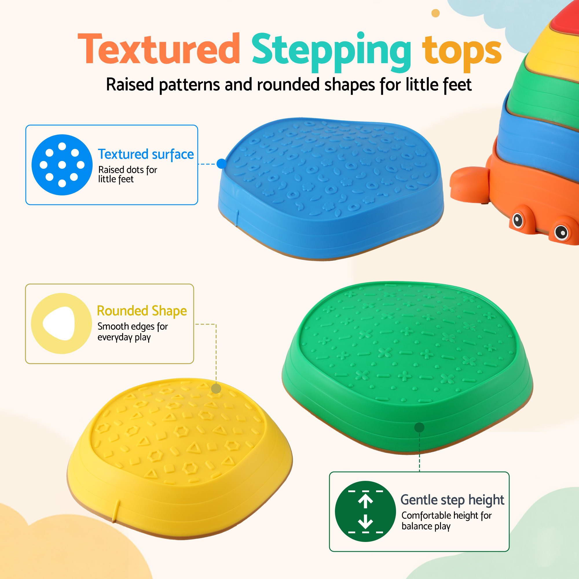 Keezi Kids Stepping Stones Balance Stone Set Crab Indoor Outdoor 5PCS - Image 5