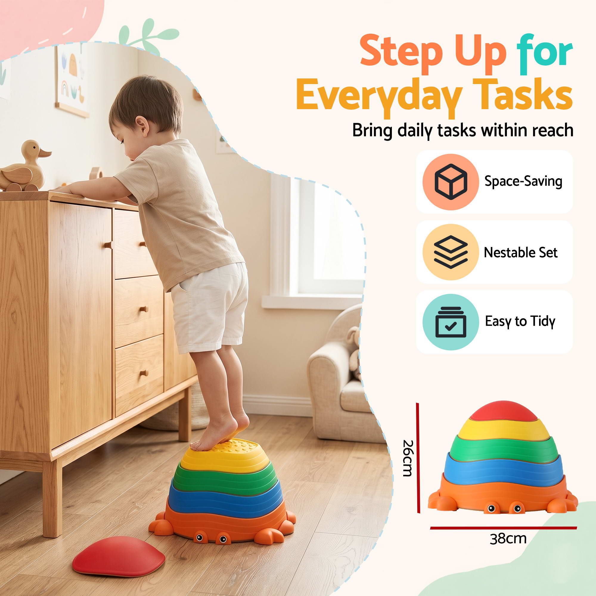 Keezi Kids Stepping Stones Balance Stone Set Crab Indoor Outdoor 5PCS - Image 8