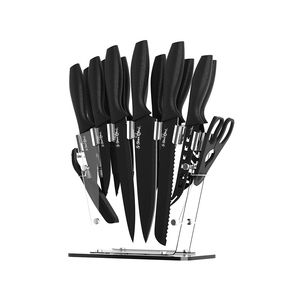 5-Star Chef 17PCS Kitchen Knife Set Stainless Steel Non-stick with Sharpener - Image 1