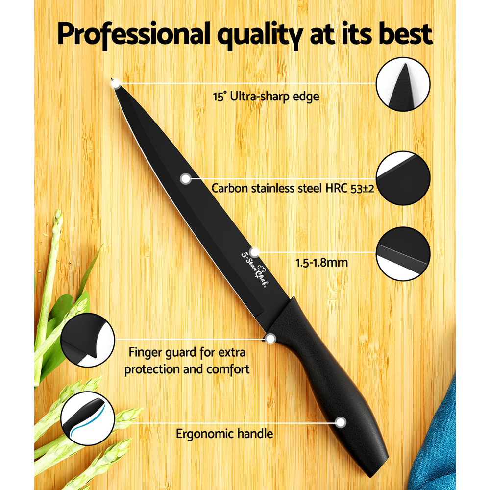 5-Star Chef 17PCS Kitchen Knife Set Stainless Steel Non-stick with Sharpener - Image 6