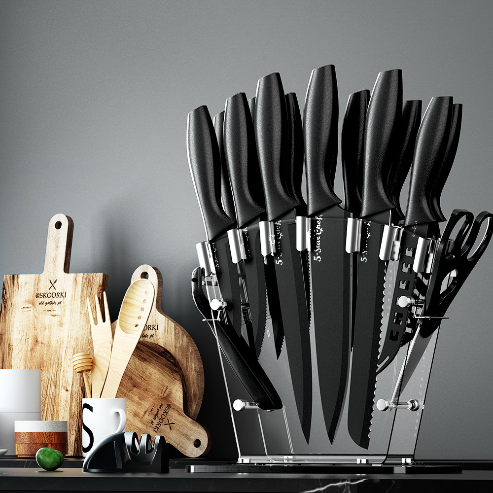 5-Star Chef 17PCS Kitchen Knife Set Stainless Steel Non-stick with Sharpener - Image 8