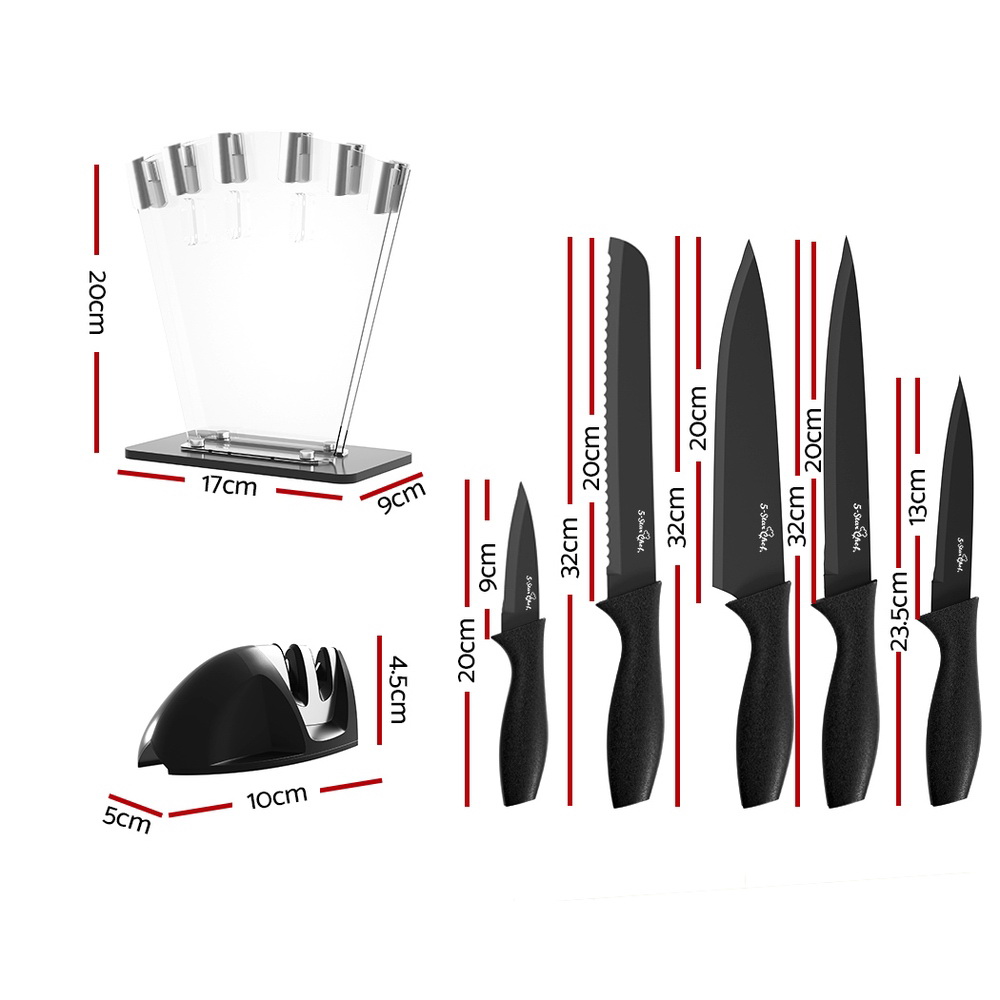 5-Star Chef 7PCS Kitchen Knife Set Stainless Steel Non-stick with Sharpener - Image 2
